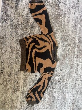 Fashion Nova Black and Brown Tiger-Print Crewneck Sweater